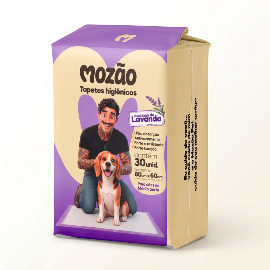 Tapete Higiênico Mozão Cães 80x60cm 30un 6 Camadas Super Absorvente Gel Antivazamento