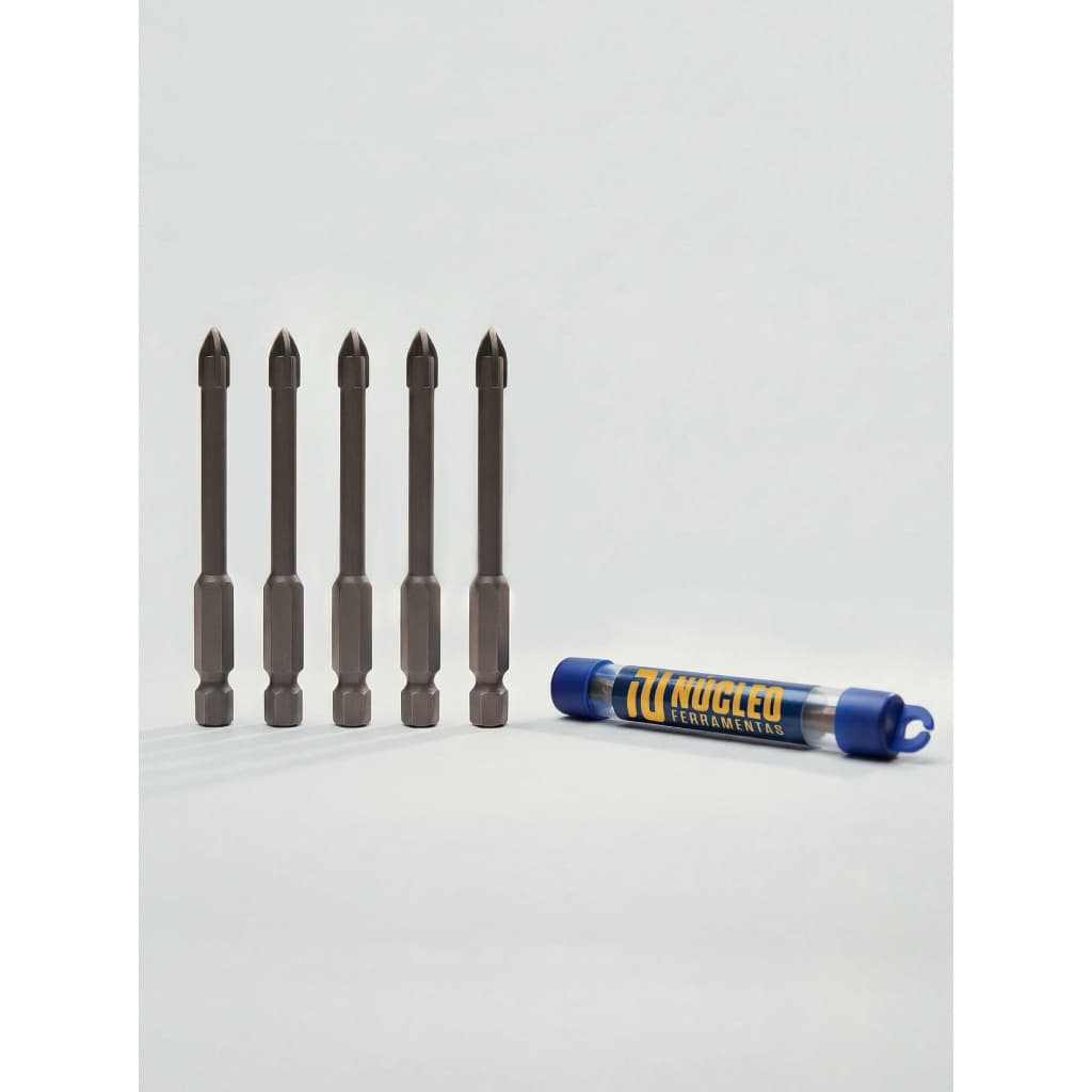 Kit 5 Broca de Titânio p/ Vidro Azulejo de 6mm Ponta Cruzada