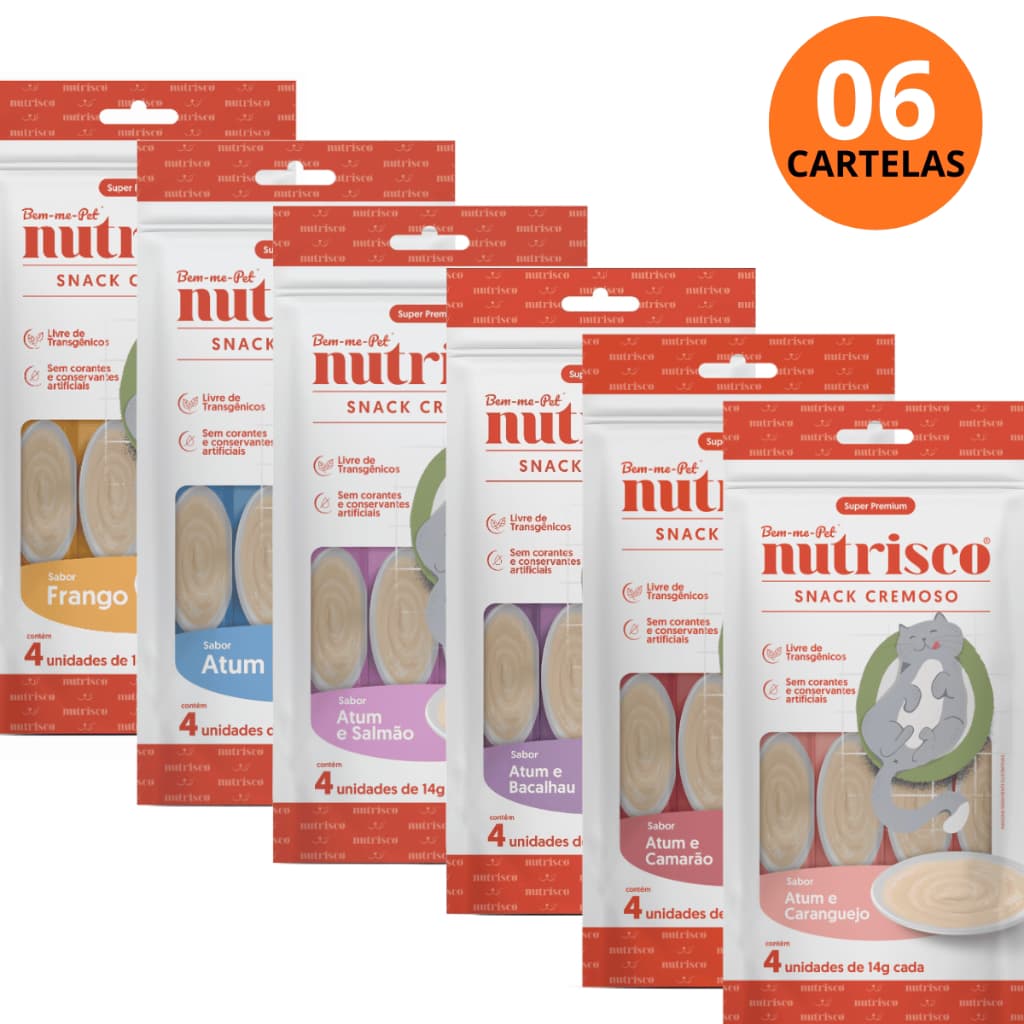 Nutrisco Petisco Úmido Cremoso Para Gatos Kit Com 6 Pacotes