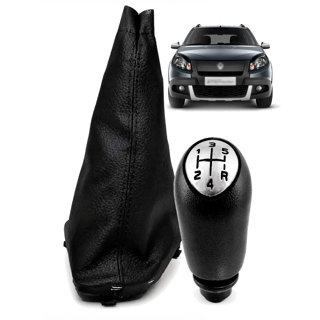 Kit Coifa + Manopla Cambio Marcha Renault Sandero 07/13 Base