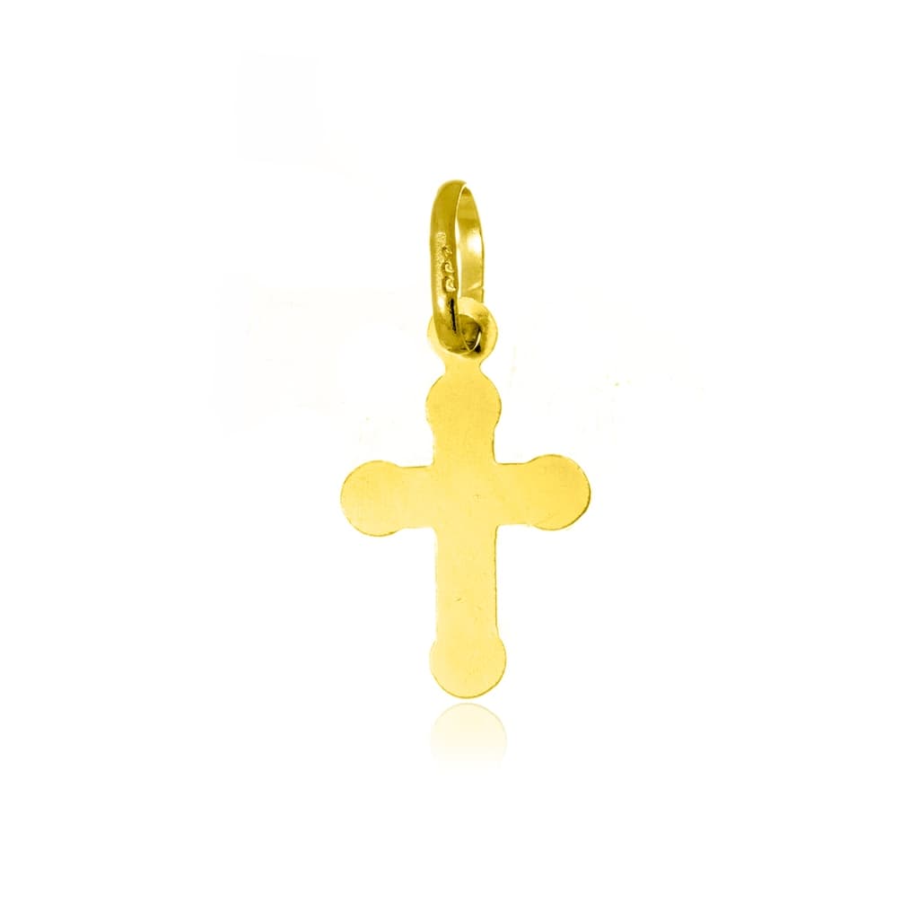 Pingente Cruz Mini Ouro 18k Ponta Redonda