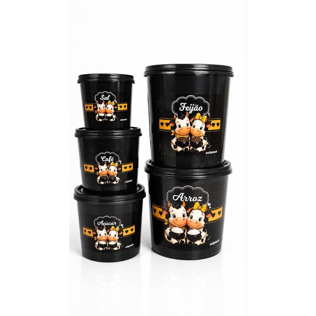 KIT JOGO DE MANTIMENTO 5 PEÇAS POTES  OLIPLAST - PERSONALIZADO VAQUINHA