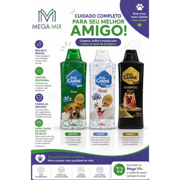 Shampoo Para cachorro e Gato Pró Canine Plus Neutro 700 mL para Cão/Gato