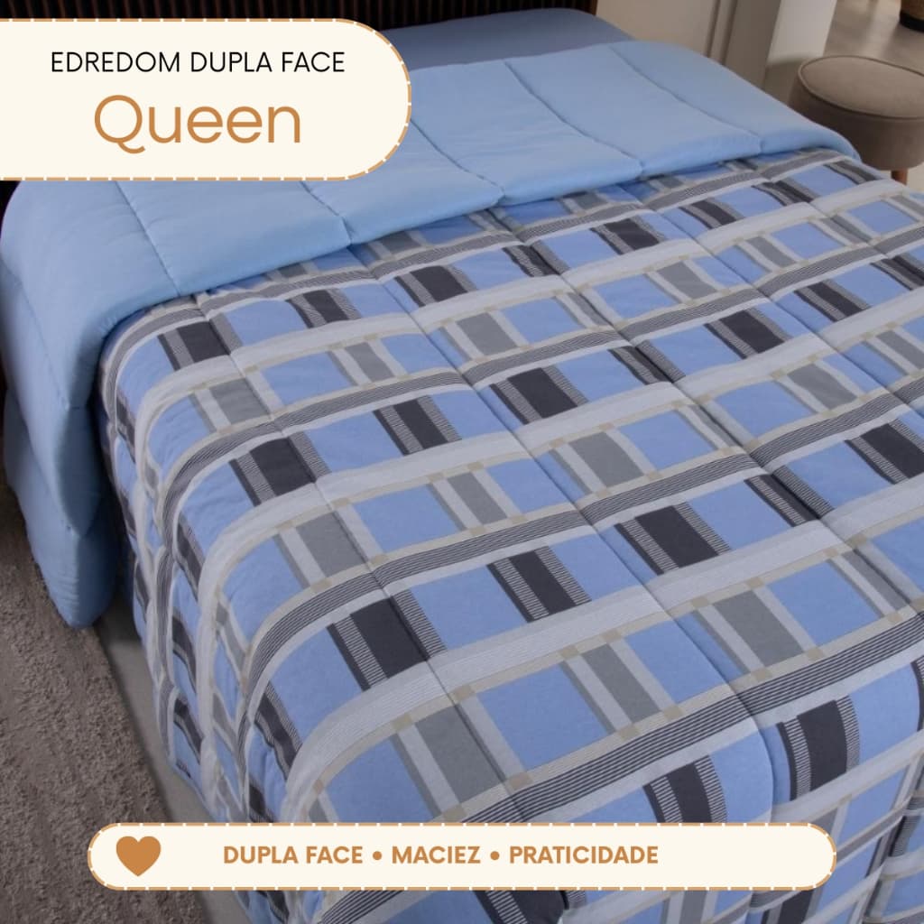 Edredom Queen Dupla Face Estampado 2,20x2,50m Malha 100% Algodão Antipilling Macio Lavável em Máquina