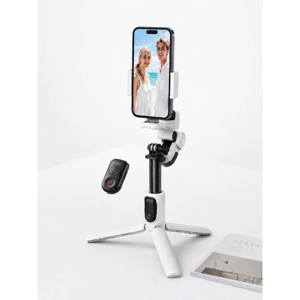 Estabilizador Gimbal Com Tripé Rastreador Facial 360 Graus Controle Remoto
