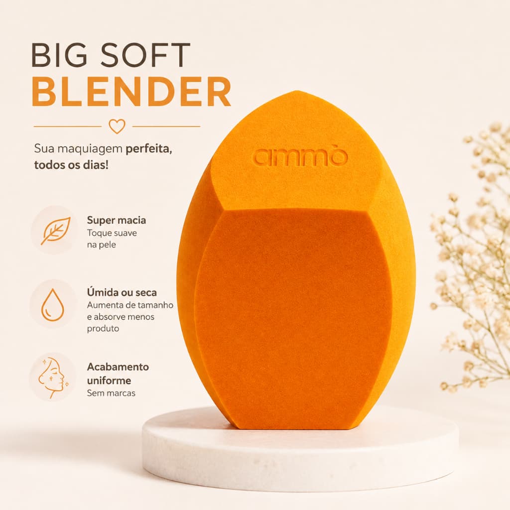 Esponja Big Soft Blender Grande para Maquiagem Base Corretivo e Pó - Ammô Beauty