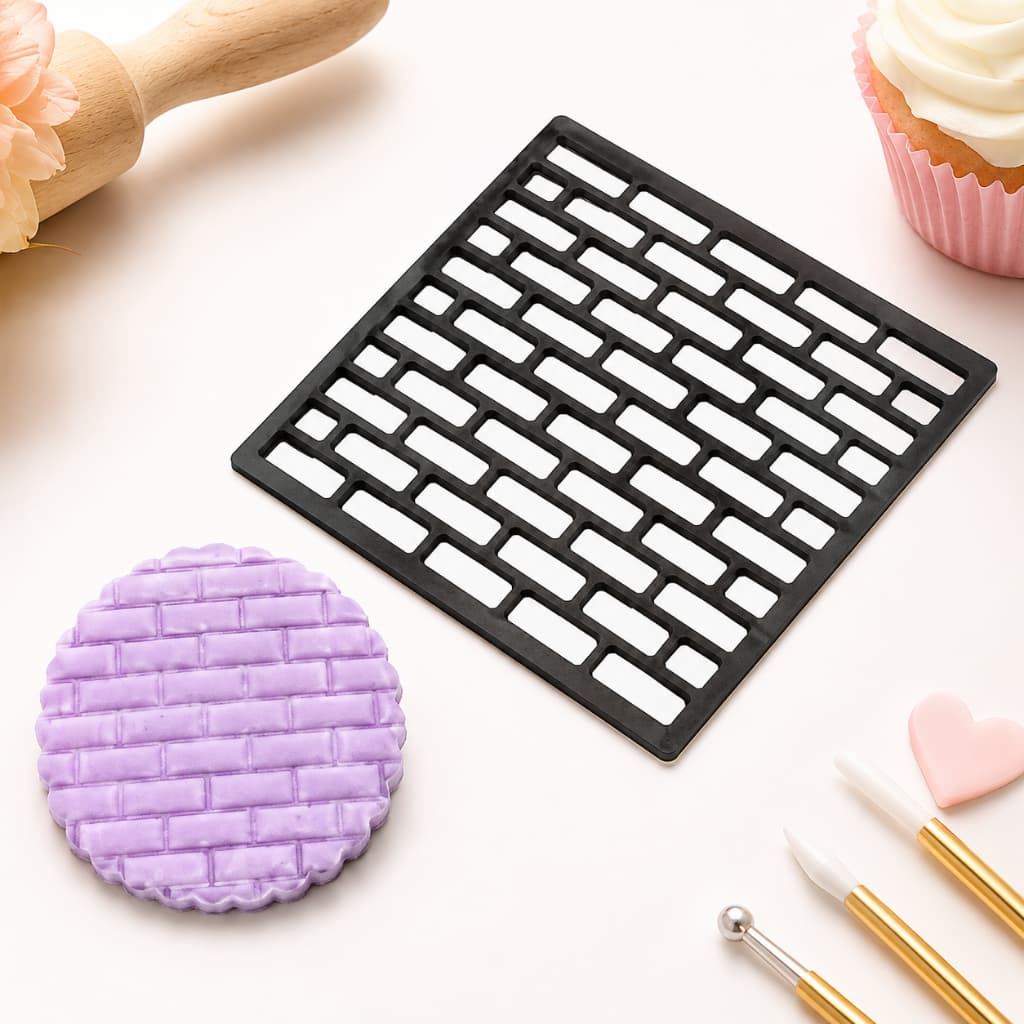 Texturizador Marcador de Textura Tijolinhos 10x10cm para Confeitaria Biscuit Argila Massa e Artesanato 3D