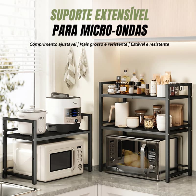 Rack Metálico Multiuso 2/3 Camadas Decoteam Ajustável Para Microondas