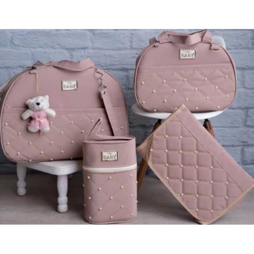 Kit de Bolsa Maternidade Menina e menino - 04 Peças Pérola