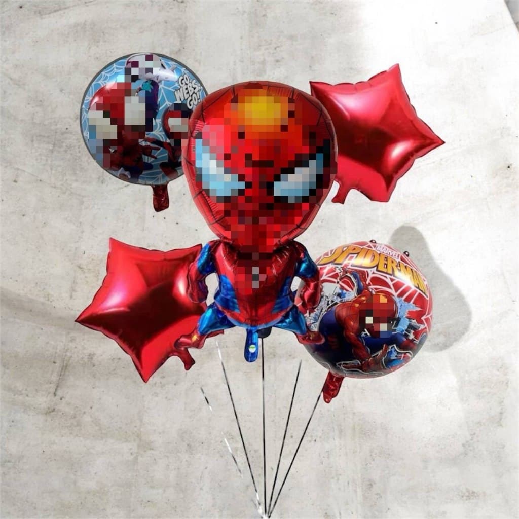 Kit 5 Balão Metalizado &Homem Aranh&* - Estrela Vermelha