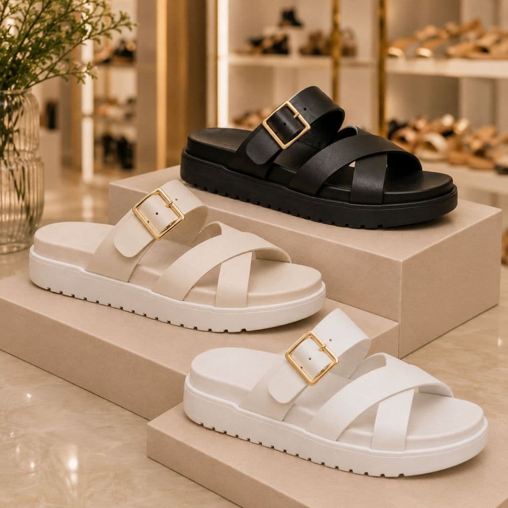 Sandália Birken Papete feminina Fivela Ajustável Casual Confortável Antiderrapante
