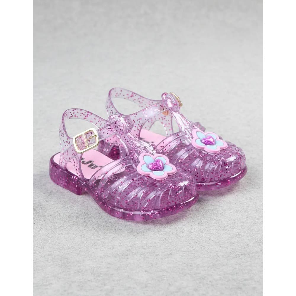 Sandália Infantil Menina Mocinha Glitter Enfeite de Coração Resistente Confortável Antiderrapante  Bebe