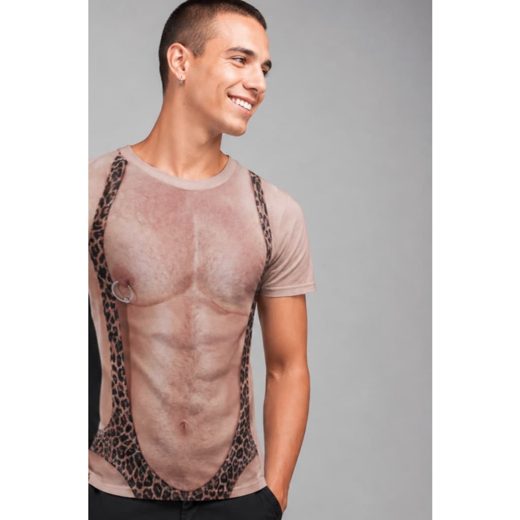 Camiseta corpo nu meme Adulto Carnaval Festa Temática homem peludo Carnaval Abadá