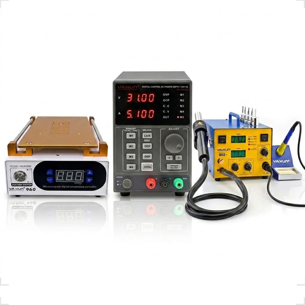 Kit Assistência Técnica Yaxun Fonte 3005D 30V 5A + Estação Solda 902+ + Separadora De Tela 960