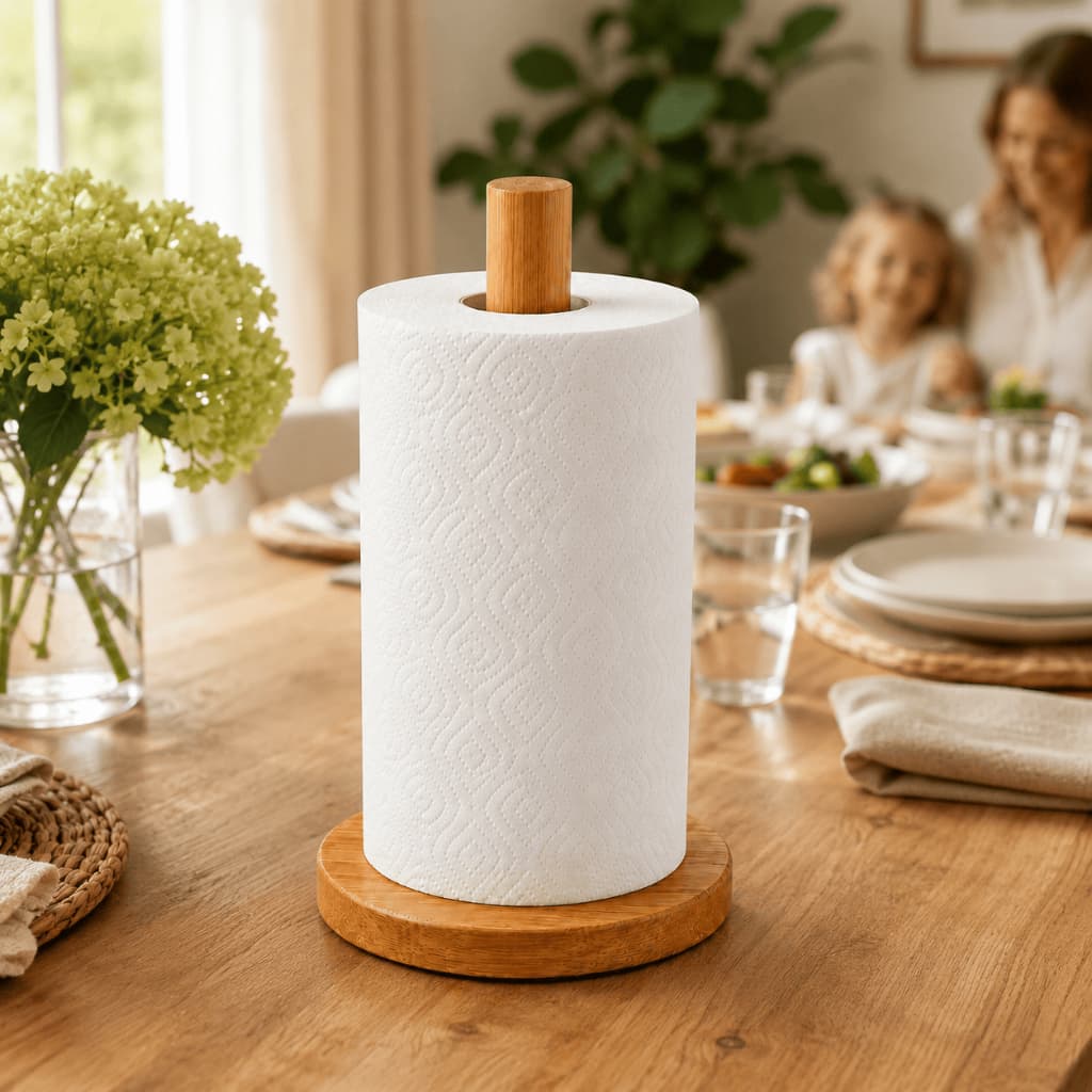 Suporte Porta Papel Toalha Organizador Madeira Cozinha Bancada