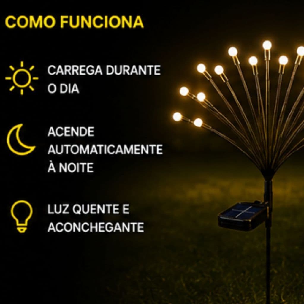 Kit Leds para jardim efeito vagalume 12 lampadas Energia Solar