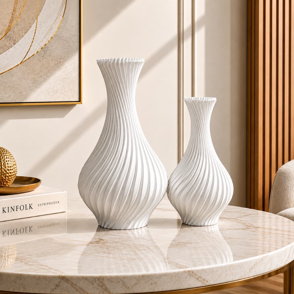 Kit 2 Vaso Decorativo Espiral Rubi Moderno Minimalista Quarto Sala Escritório