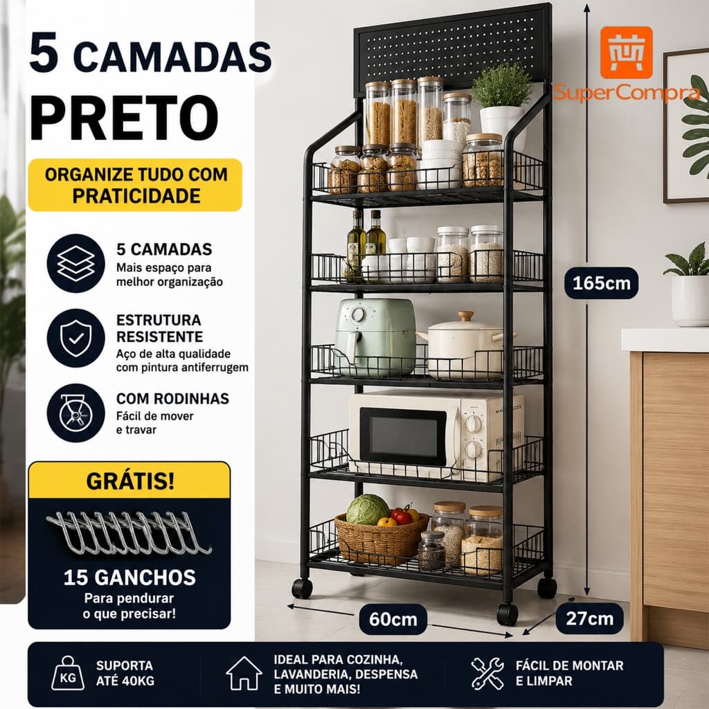 Prateleira Anti-ferrugem De 4/5 níveis Expositor Metálico Com Pintura Eletrostática rack de aço com rodízios giratórios