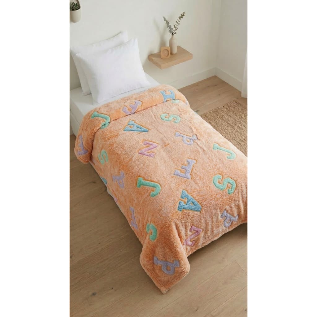 Cobertor Letrinhas  Manta Infantil Casal 2,00x1,80Mt Brilha no Escuro Antialérgico