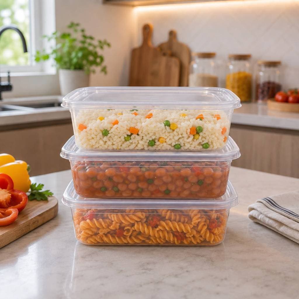 Kit Potes 4 litros Plástico Resistente Organizador Armazenador Alimentos e Reutilizável