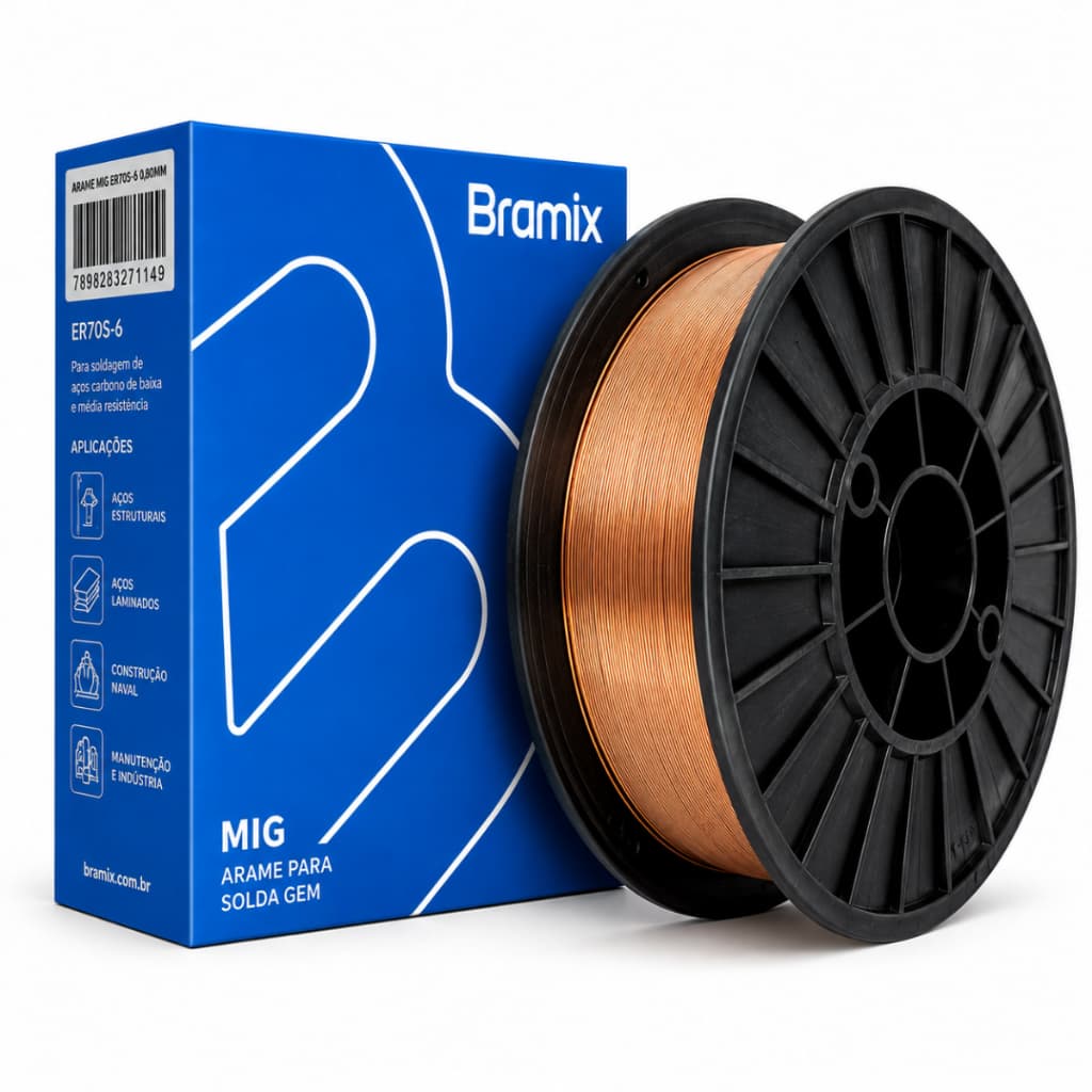 Arame Mig Solda 1,0mm 15kg Er70s-6 Carretel Capa Capa Bramix