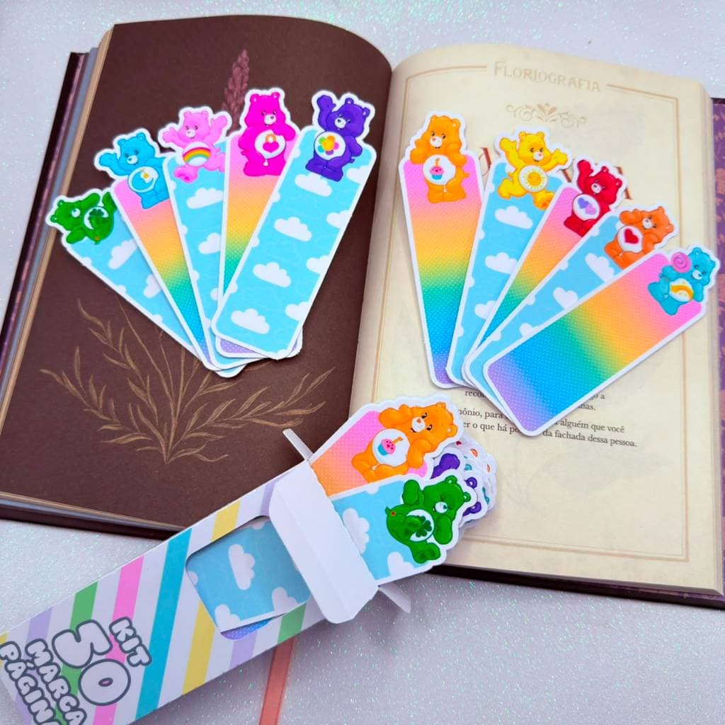 Kit 50 Marca Páginas Ursinhos Carinhosos Kawaii 10 Modelos Diferentes