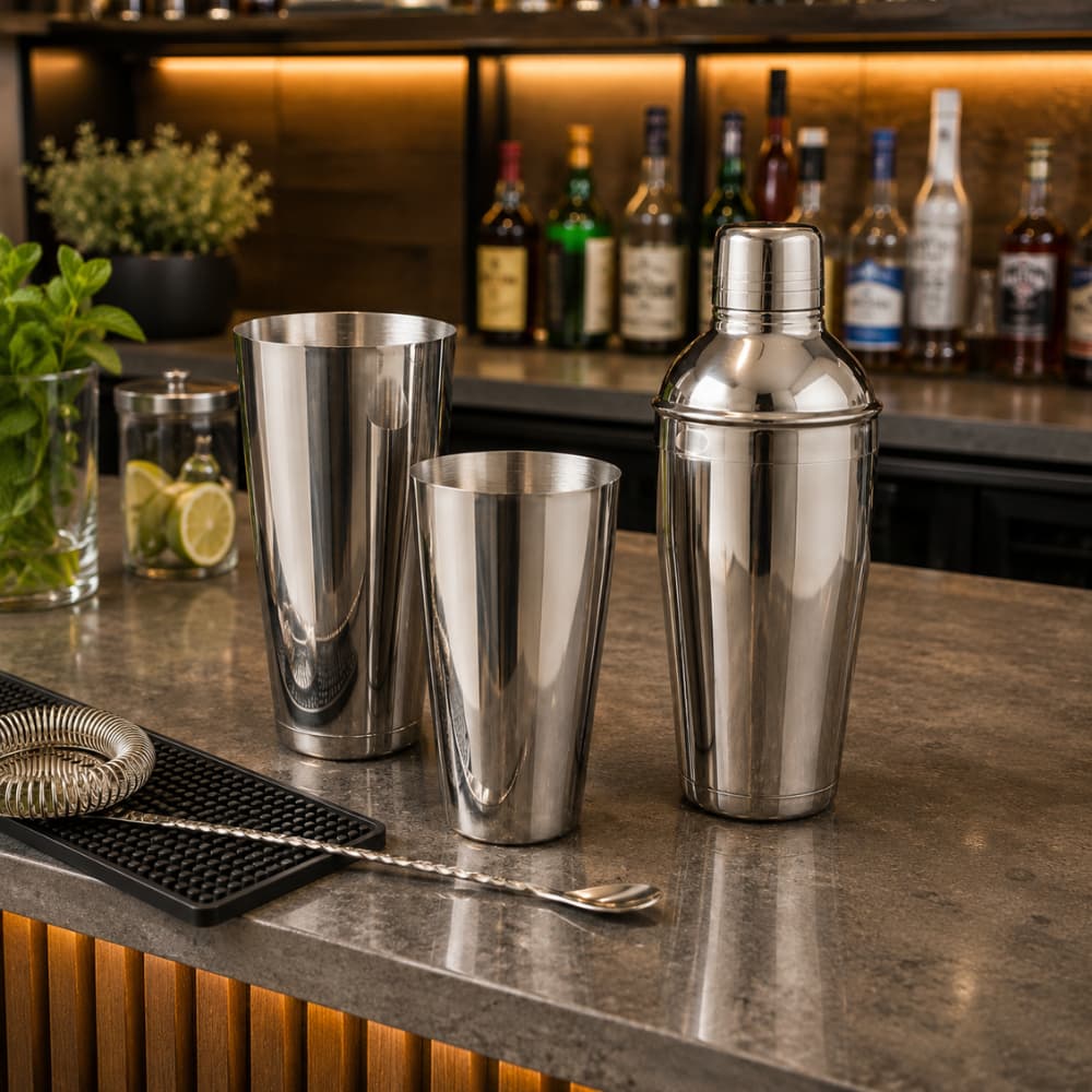 Kit 2 Coqueteleiras Inox Boston 820ml + Cobbler 500ml Profissional Drinks Bar Bartender