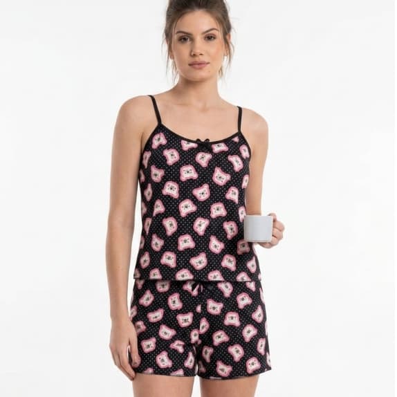 PIJAMA FEMININO  Short doll / baby doll Liganete  - ESCOLHA ESTAMPAS (REF133)