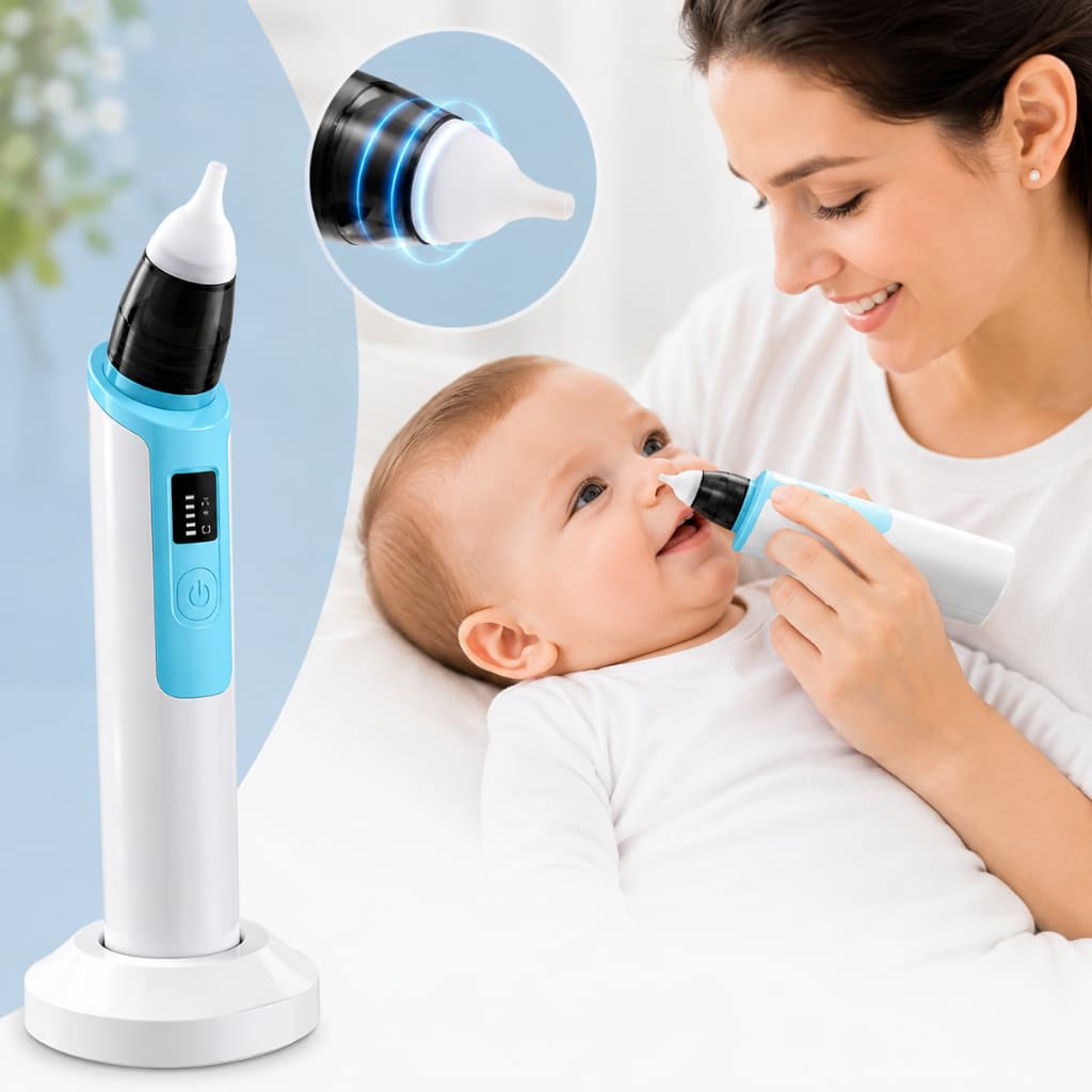 Aspirador Nasal Bebê Infantil 6 Níveis Sucção Ajustável Recarregável Usb Silicone Limpa Secreção Silencioso