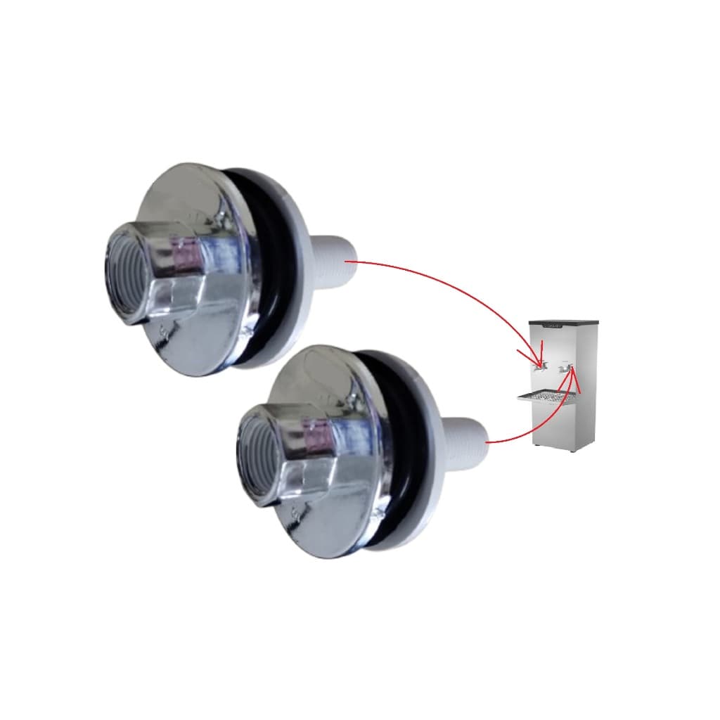 kit 2un Adaptador flange cromado conexão rosca 1/2 para torneira bebedouro industrial Inox Venâncio
