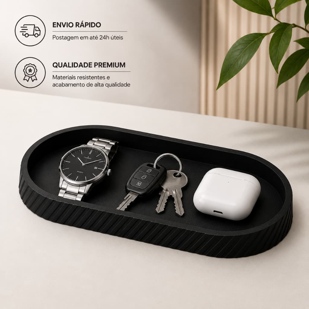 Porta Objetos Bandeja Decorativa Organizador de Mesa e Banheiro Estilo Minimalista Porta Joias, Chaves, Perfumes Relógio