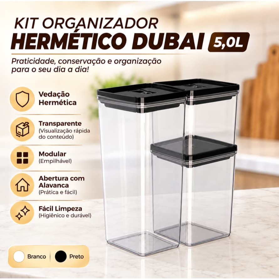 Kit Pote Organizador Hermético Dubai 5 Litros Unitermi
