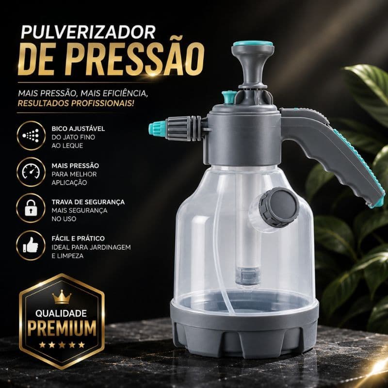Borrifador Spray de Pressão Manual com Bico Regulável Pulverizador Jardim Plantas Limpeza Multiuso