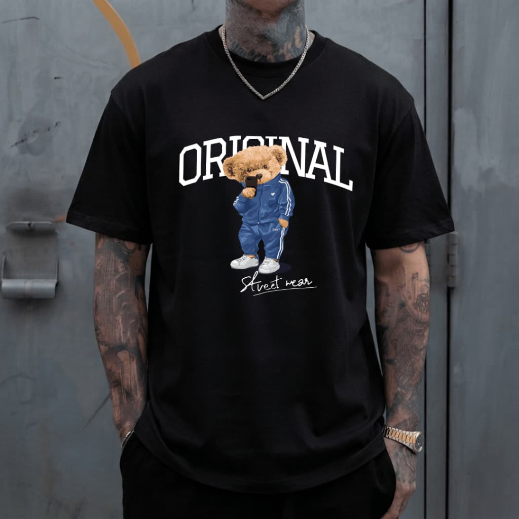 Camiseta Masculina Esportiva Casual Polo Bear Estampa Ursinho Aesthetic New York Preppy 1979 Casual