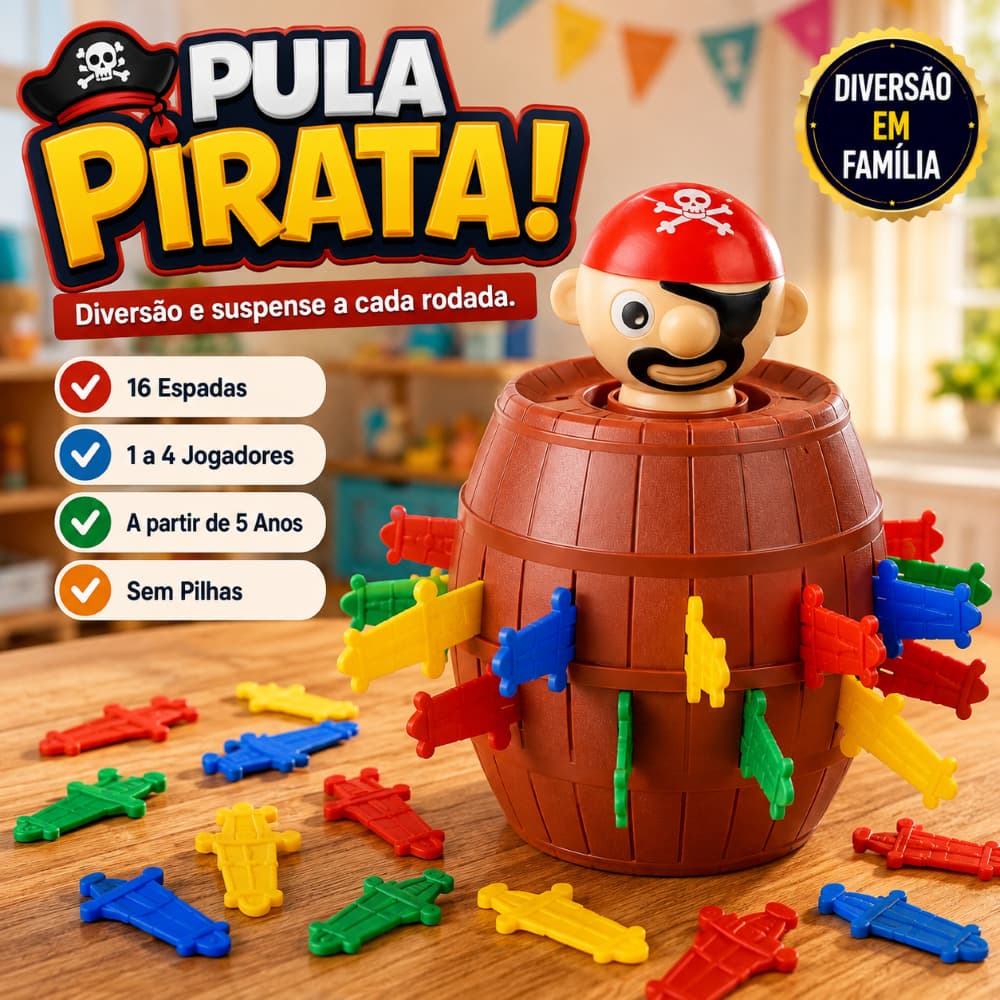 Jogo Pula Pirata Infantil 16 Espadas Brinquedo Interativo Diversão em Família