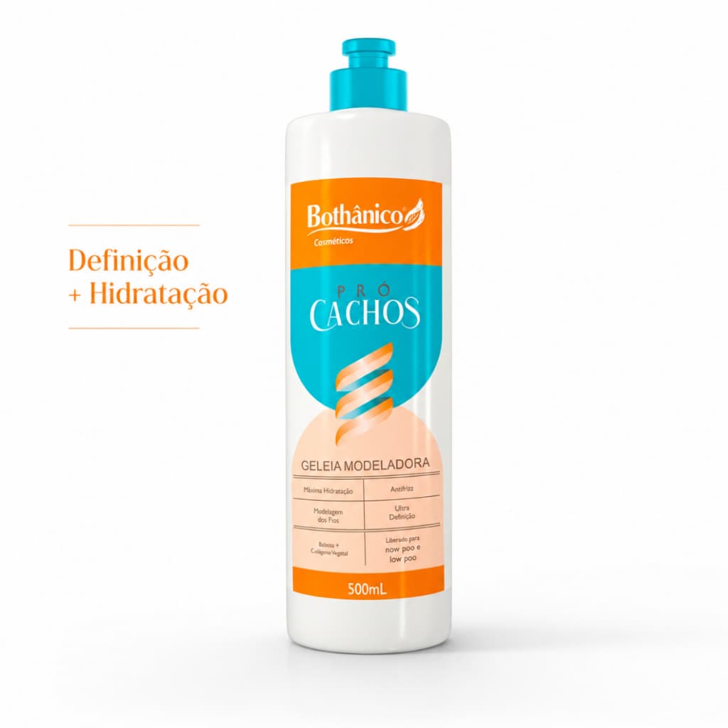 Creme De Pentear Pró Cachos 500ml. Vegano Ativa Cabelos Cacheados Anti-Frizz Bothânico Hair Cosmétic