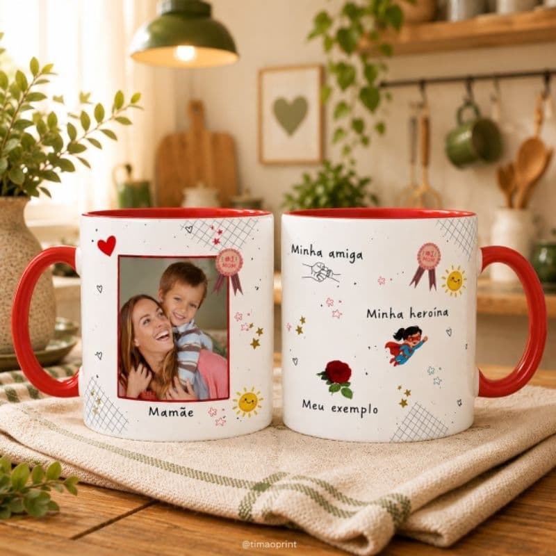 Caneca Personalizada Dia das Mães | Presente Criativo e Especial para Mãe | Caneca com Foto e Nome