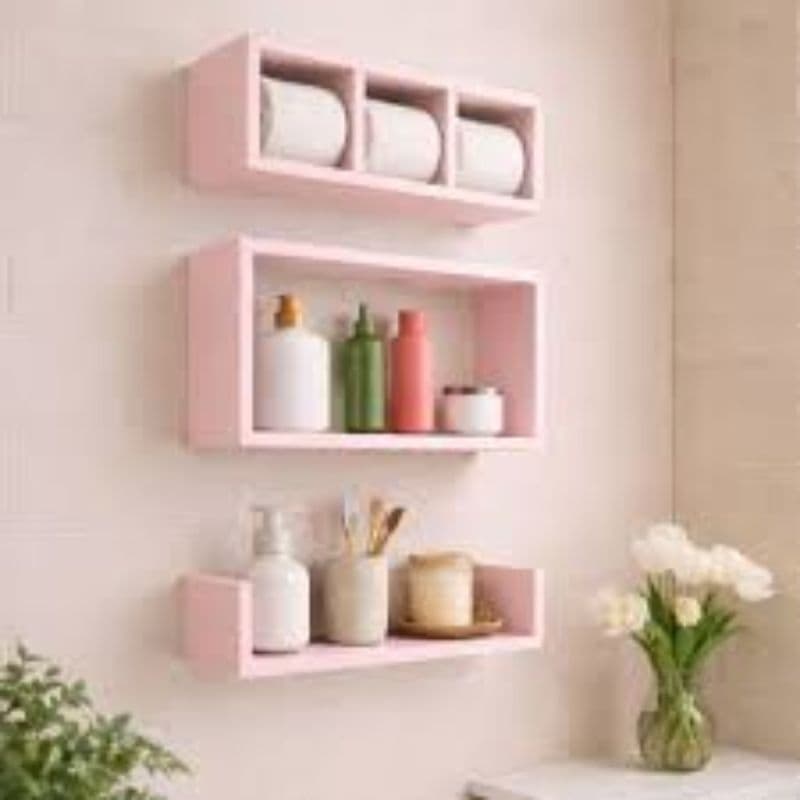 Nichos De Banheiro 3 Unidades Nicho Com Divisória 100% Mdf rosa fosco txp\Banheiro