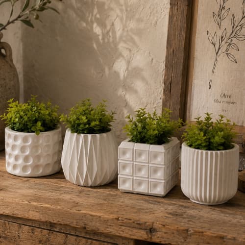 Vaso Decorativo 4 e 8 Unidades com Planta Artificial e Sem Planta