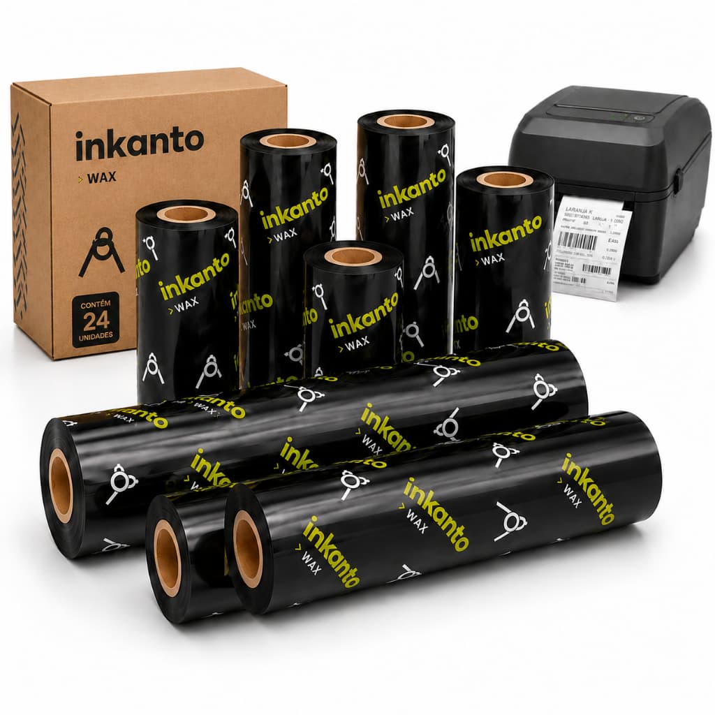 Kit 24 Ribbons Cera 110x74 Armor Inkanto AWR1 Impressora Zebra Argox Elgin Envios Ecommerce