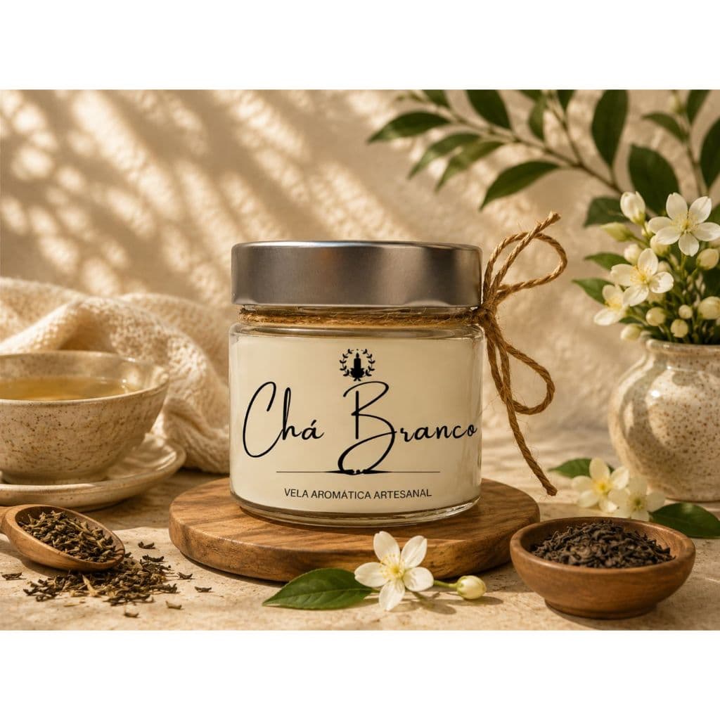 Vela Aromática Chá Branco | Classic | Perfumada | Pavio de Algodão | 160 gramas | Cera de Coco | Vegetal
