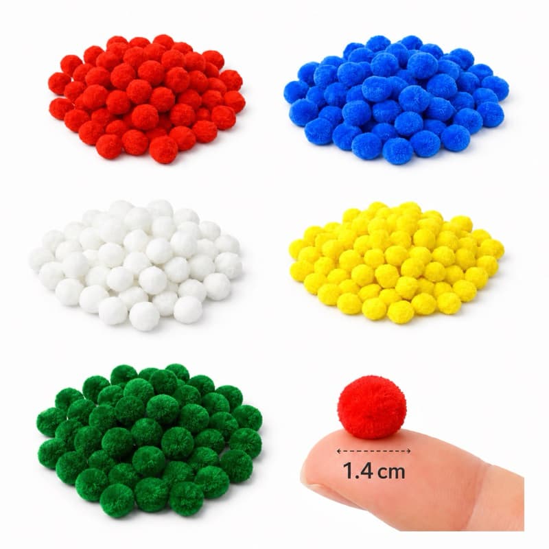 Pompom Mini com 14 mm - 100 Unidades - Aplicação Artesanato, Papelaria, Lembrancinhas, Circo