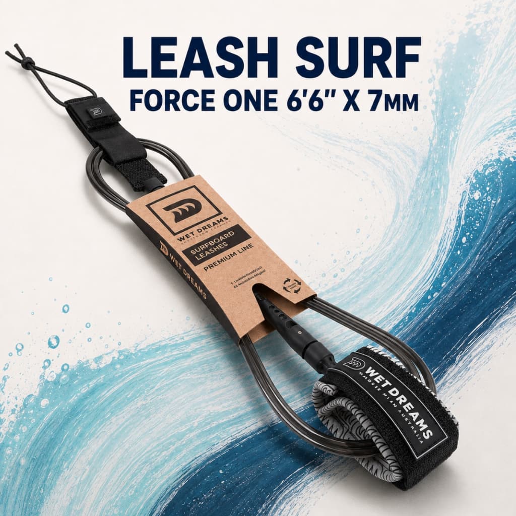 Leash Prancha Surf Wet Dreams Force One 6'6 7mm Cordinha Duplo Girador Fumê
