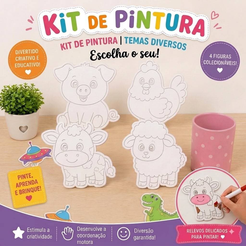 Kit Lembrancinhas para Pintar Figurinhas Festa Infantil Aniversário 10 20 30 Unidades