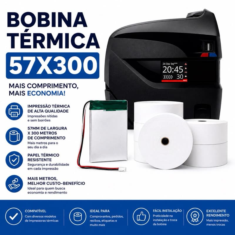 Bobina relógio de ponto 57x300 6 uni