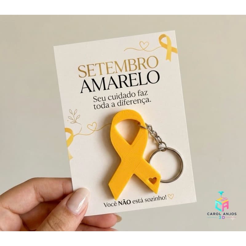 Fita 3D Setembro Amarelo Kit com 10 unidades de Chaveiros