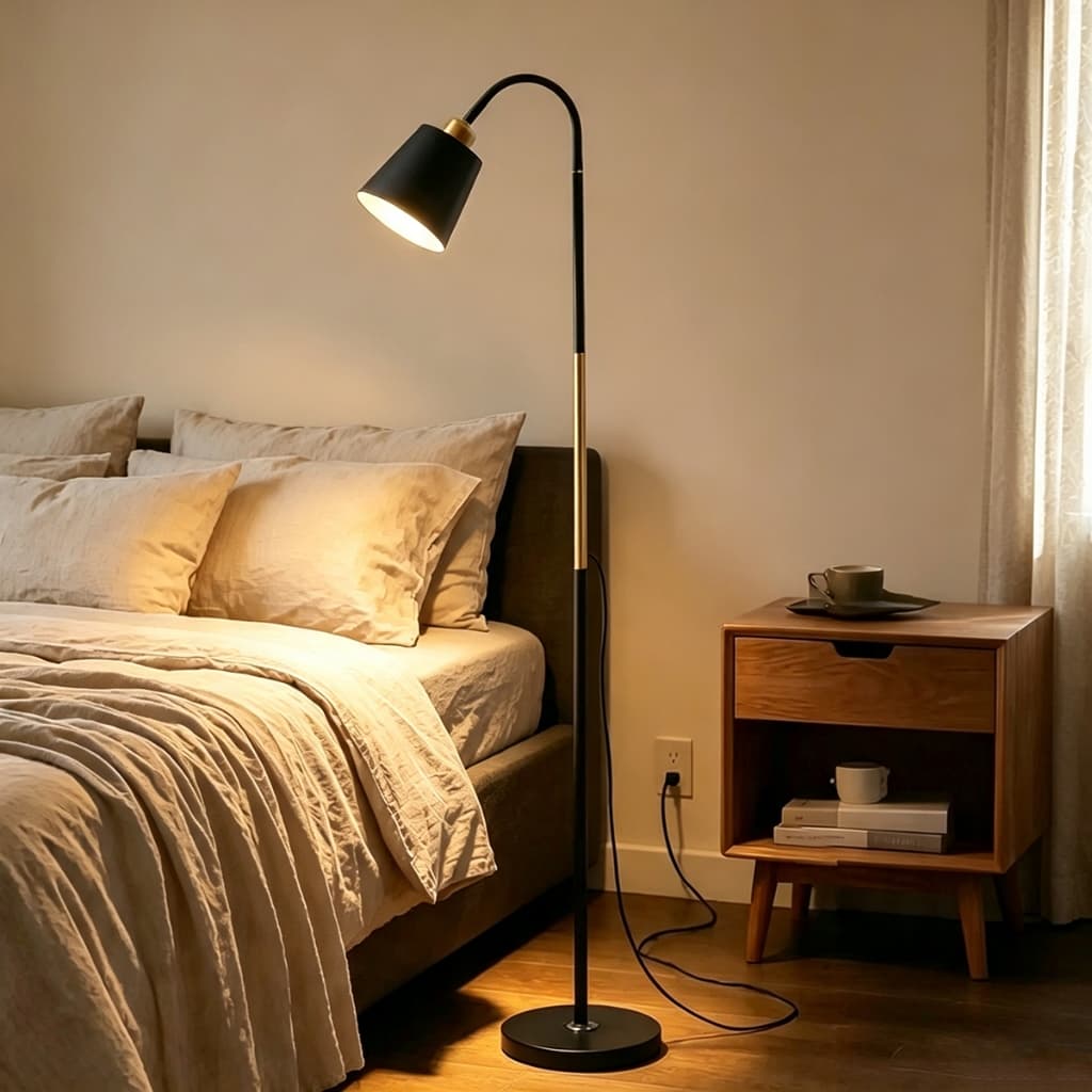 Luminária de Chão Articulada 360° com Base Estável e Montagem Fácil – Ideal para Sala e Quarto