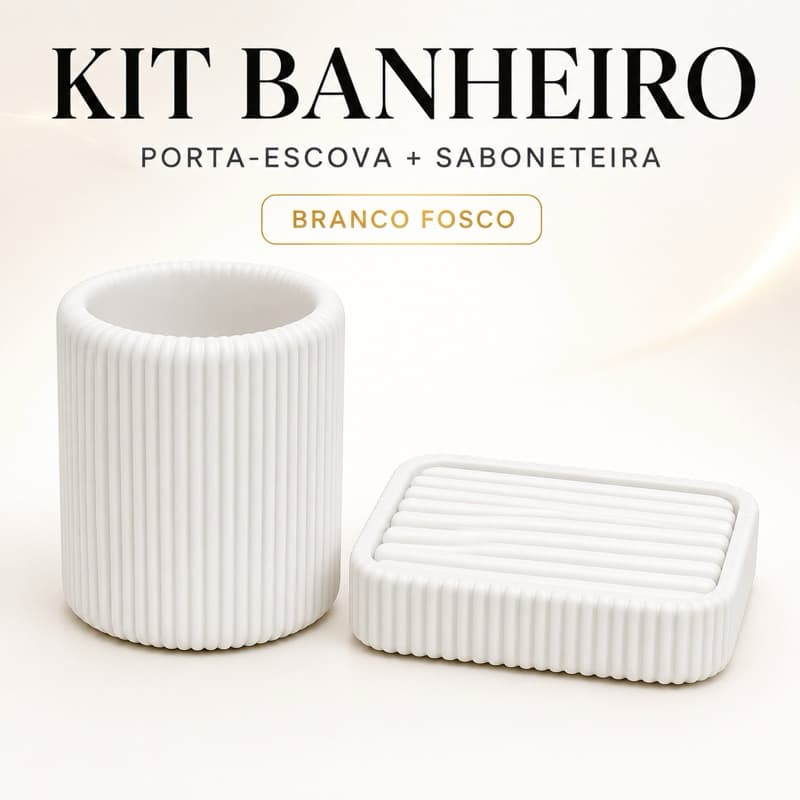 Kit Banheiro e Lavabo Porta-Escova de Dentes e Saboneteira 2 Peças