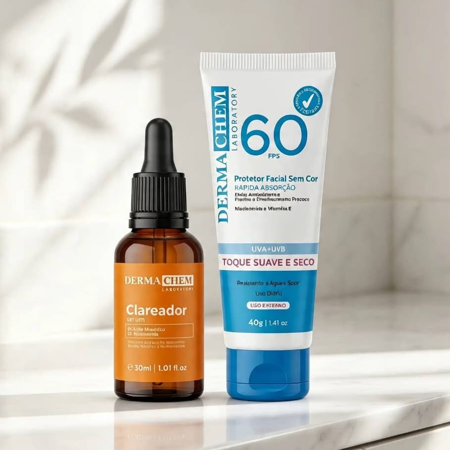 Kit Skincare Dermachem Sérum Clareador 30ml + Protetor Solar Facial FPS 60 40g Antienvelhecimento