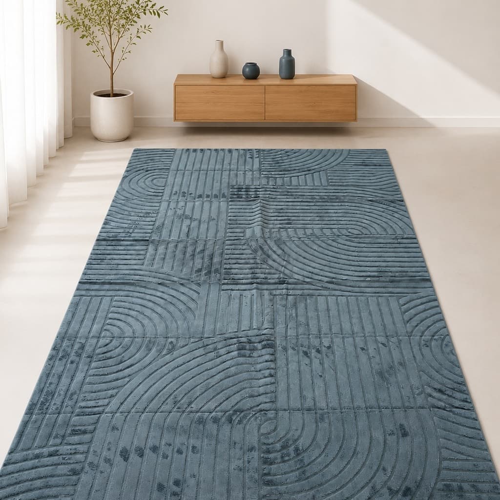 Tapete para Sala e Quarto 4,00X2,00m Grande Antiderrapante com Relevo Geométrico